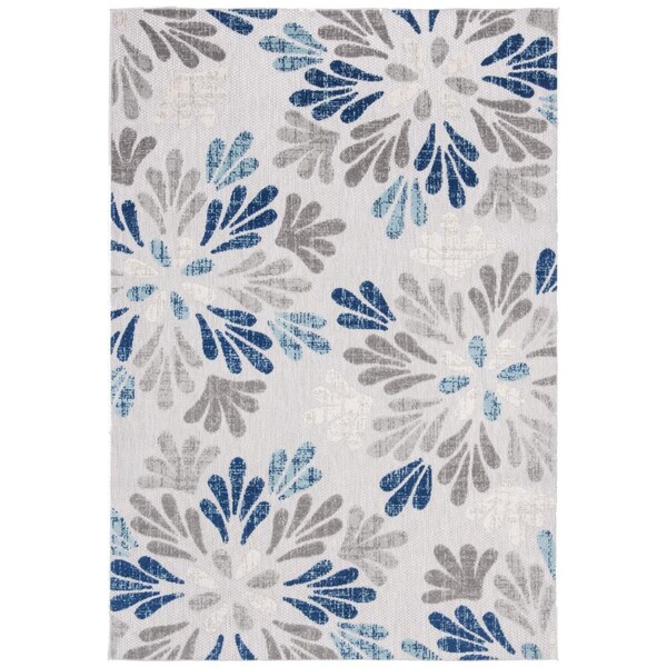 Flowers First 6 x 9 ft. Cabana Contemporary Rectangle Power Loomed Rug Grey & Blue FL1887900 - main
